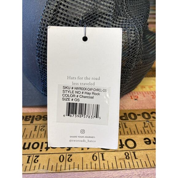 Two Roads Hat Co Snap Back Mesh Hat 5 Panel Hay Rock Cap Gray Adjustable Trucker - Picture 9 of 12